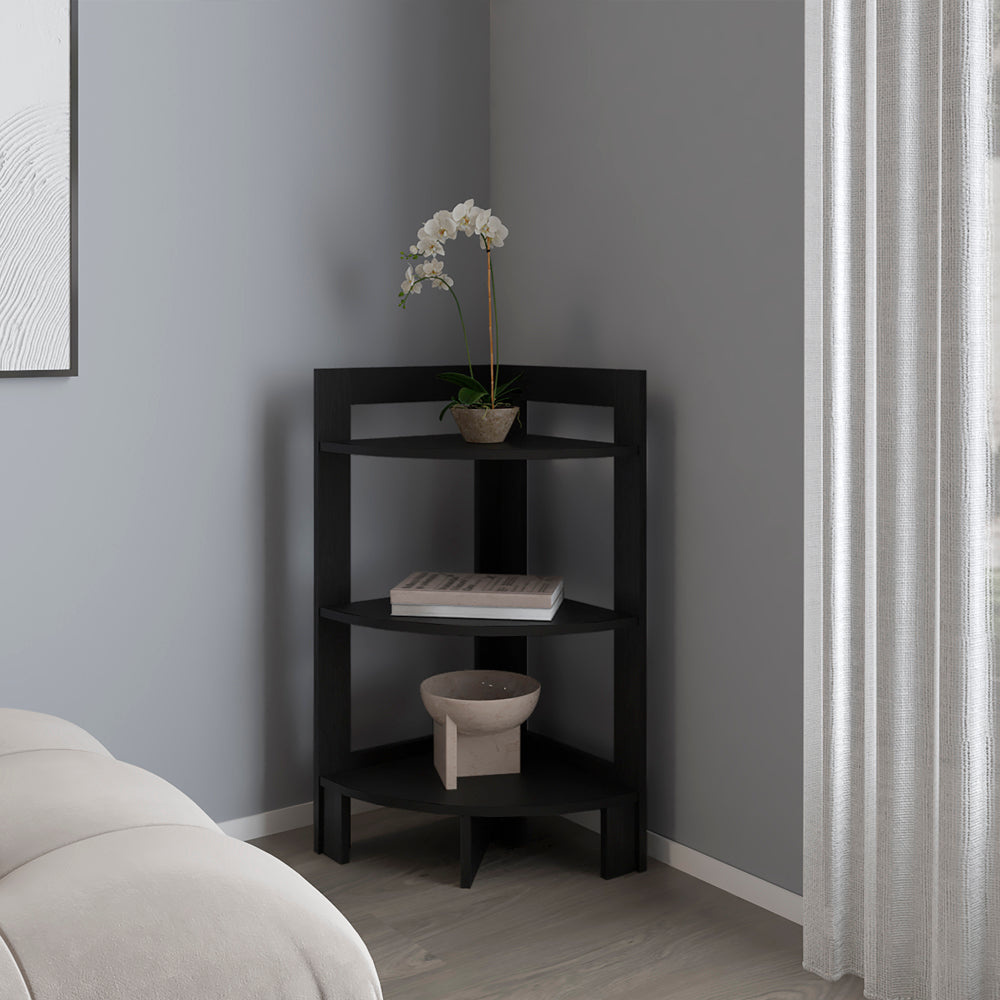 Corner Table Sharon, Living Room, Black Black Particle Board Engineered Wood