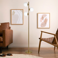 Brilliance Modern Gold Brush Floor Lamp, Opal Glass Shades And Round Metal Base Clear,Gold Table&Floor Lamps Brass,Glass