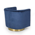 Swivel Arm Chair Blue Velvet