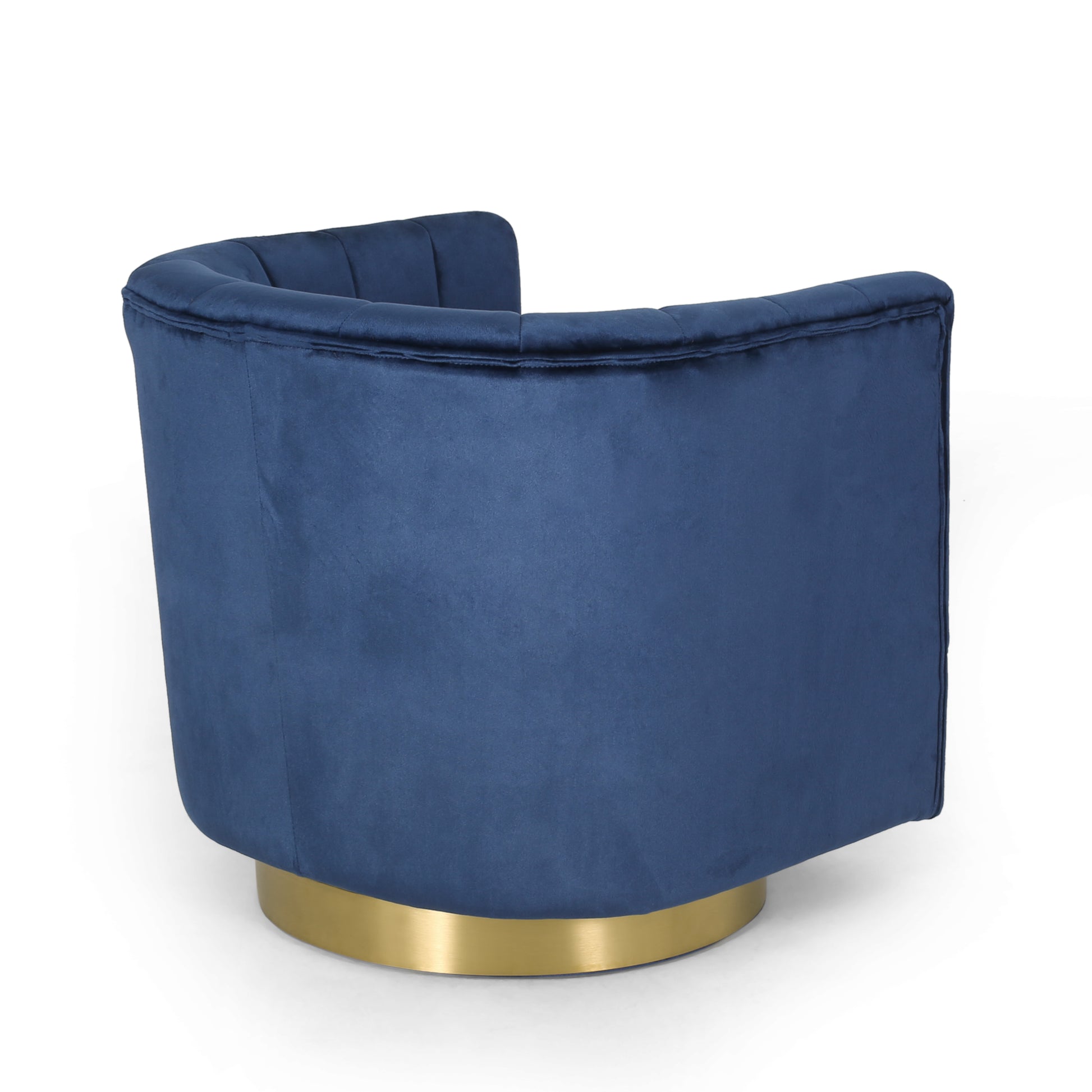 Swivel Arm Chair Blue Velvet