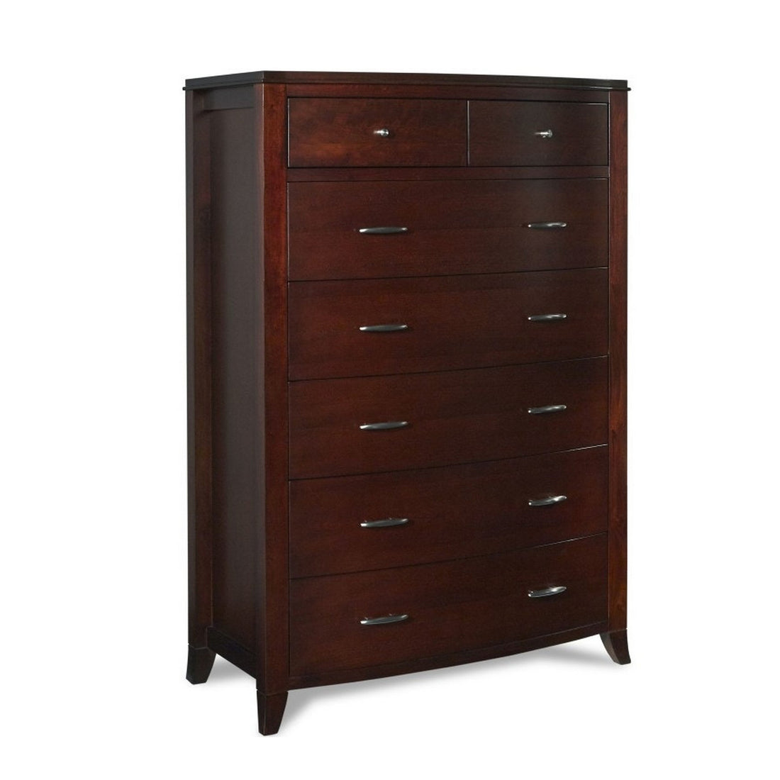 Wooden Seven Drawer Chest With Tapered Feet, Cinnamon Brown Brown Wood Metal