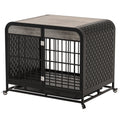 Heavy Duty Dog Crate Furniture Wooden Table Pet Dog Cage Kennel House Indoor Side End Table Decor With Removable Trays And Lockable Wheels For Small Dogs 33