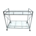 Bar Cart - Silver Glass Metal