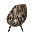 27 Inch Accent Chair, Rattan Frame, Curved Round Silhouette, Brown, Black Brown Black Wood