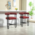 Coolmore Bar Stools Set Of 1, Modern Bar Stool With Back, Black Metal Frames, Upholstered Bar Stools For Kitchen Island, Pub, Club Wine Red Pu Wine Red Primary Living Space Foam Pu