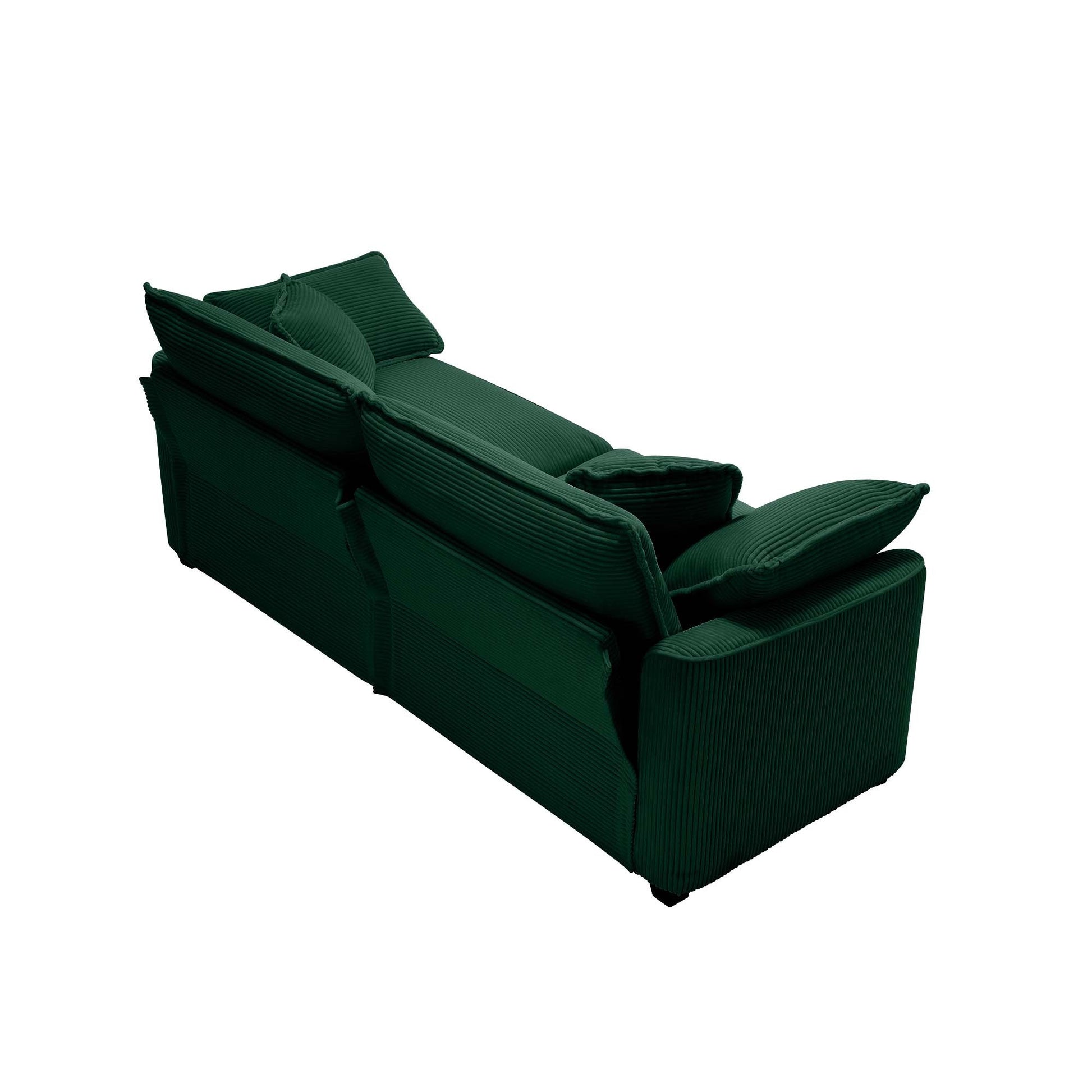 Modern Fabric Living Room Sofa Two Piece Set, Two 2 Seater Sofas With 8 Cushion Upholstery Large Deep Seat Recliner, Green Corduroy Fabric Green Corduroy 5 Seat