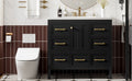 36'' Bathroom Vanity With Resin Sink Combo, Solid Wood Frame Bathroom Storage Cabinet, Freestanding Vanity Set With 5 Drawers& Soft Closing Doors Same As Sw000142Aab Black Bathroom Solid Wood Mdf Resin