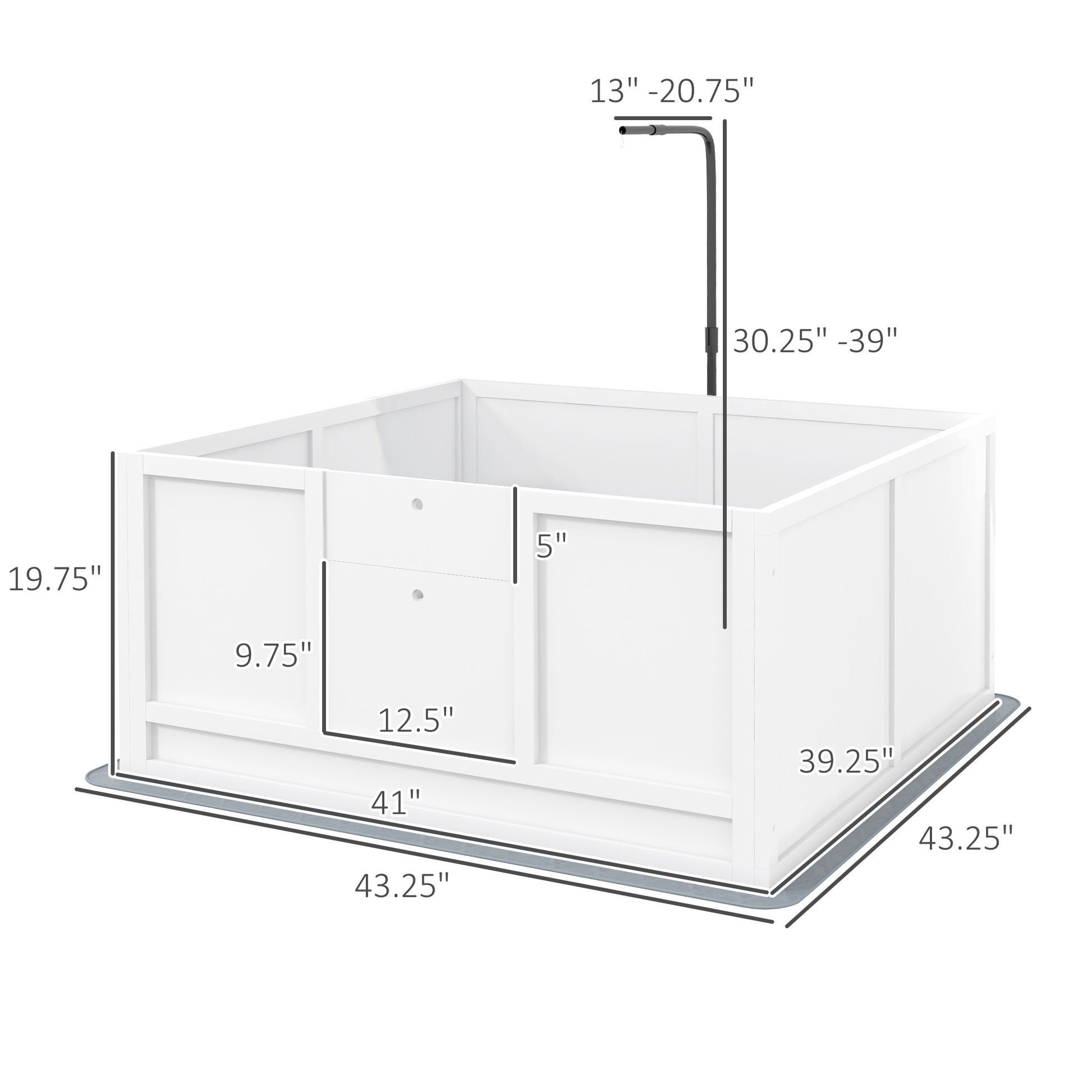 Pawhut Whelping Box For Dogs With Retractable Light Stand, Birth Dog Whelping Box For Puppies With Pig Rail, Pee Padadjustable Height Door For Small, Medium & Large Breed Dogs, 41" X 39" White Wood