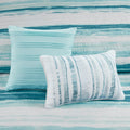 6 Piece Printed Quilt Set With Throw Pillows Aqua Full Queen Full Aqua Cotton
