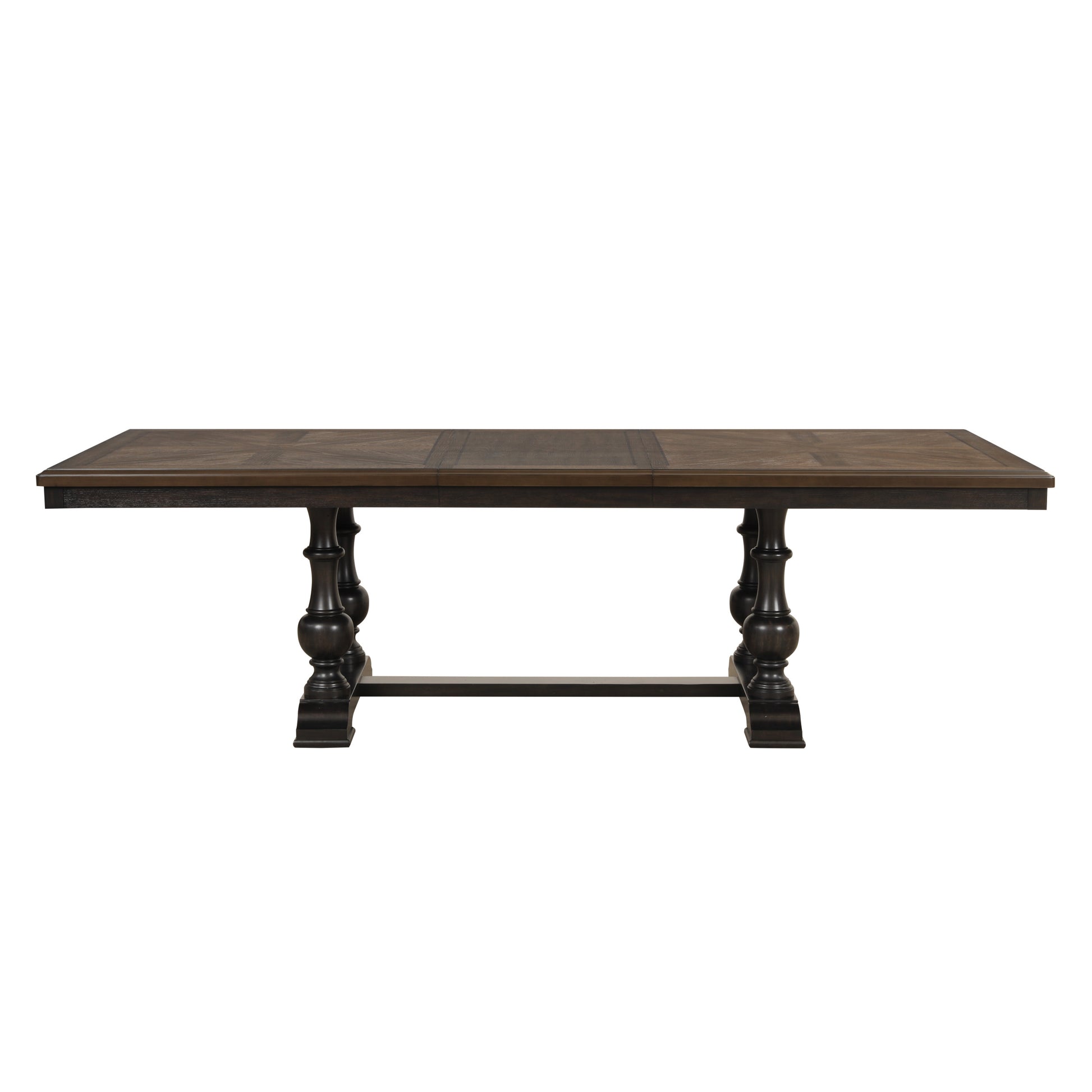 Traditional Classic Brown 1Pc Dinng Table With Self Storing Extension Leaf Wooden Dining Room Furniture Brown Mix Seats 10 Or More Dining Room Traditional Rectangular Wood Trestle
