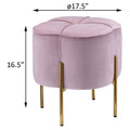 Blush Pink And Gold Round Ottoman Pink Primary Living Space Solid Pink Modern Square Velvet