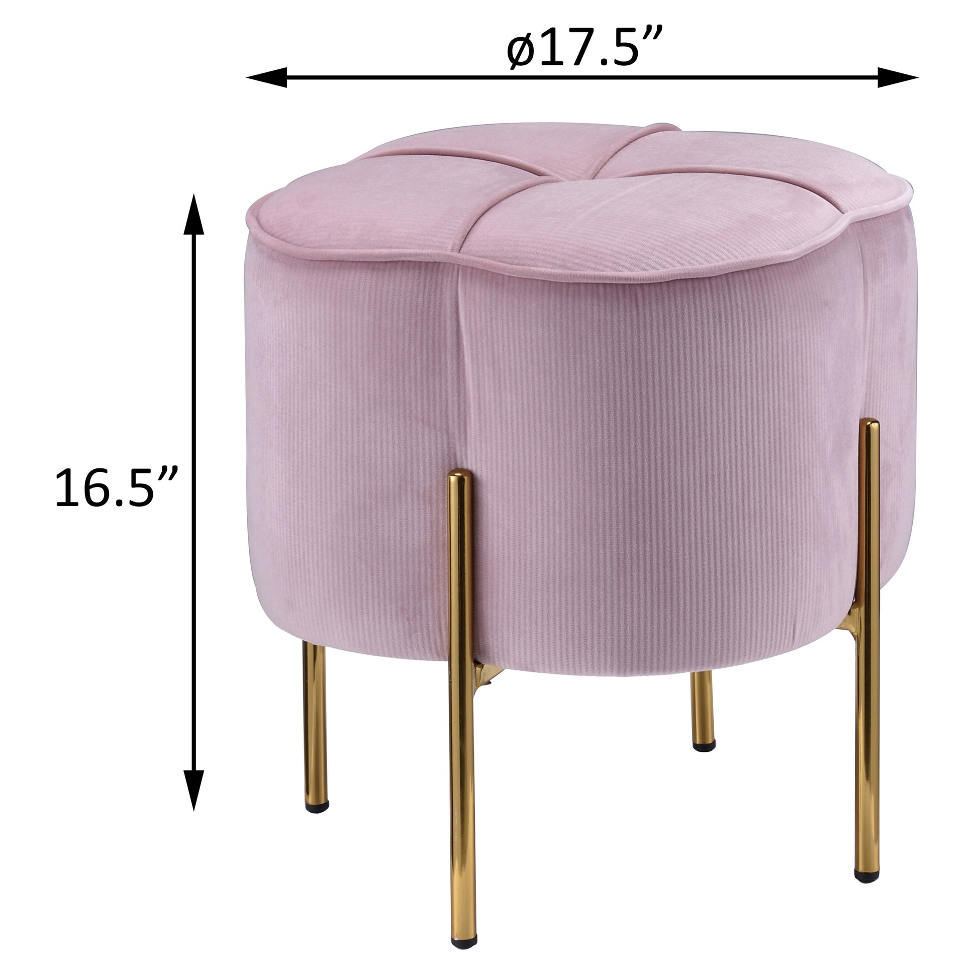 Blush Pink And Gold Round Ottoman Pink Primary Living Space Solid Pink Modern Square Velvet