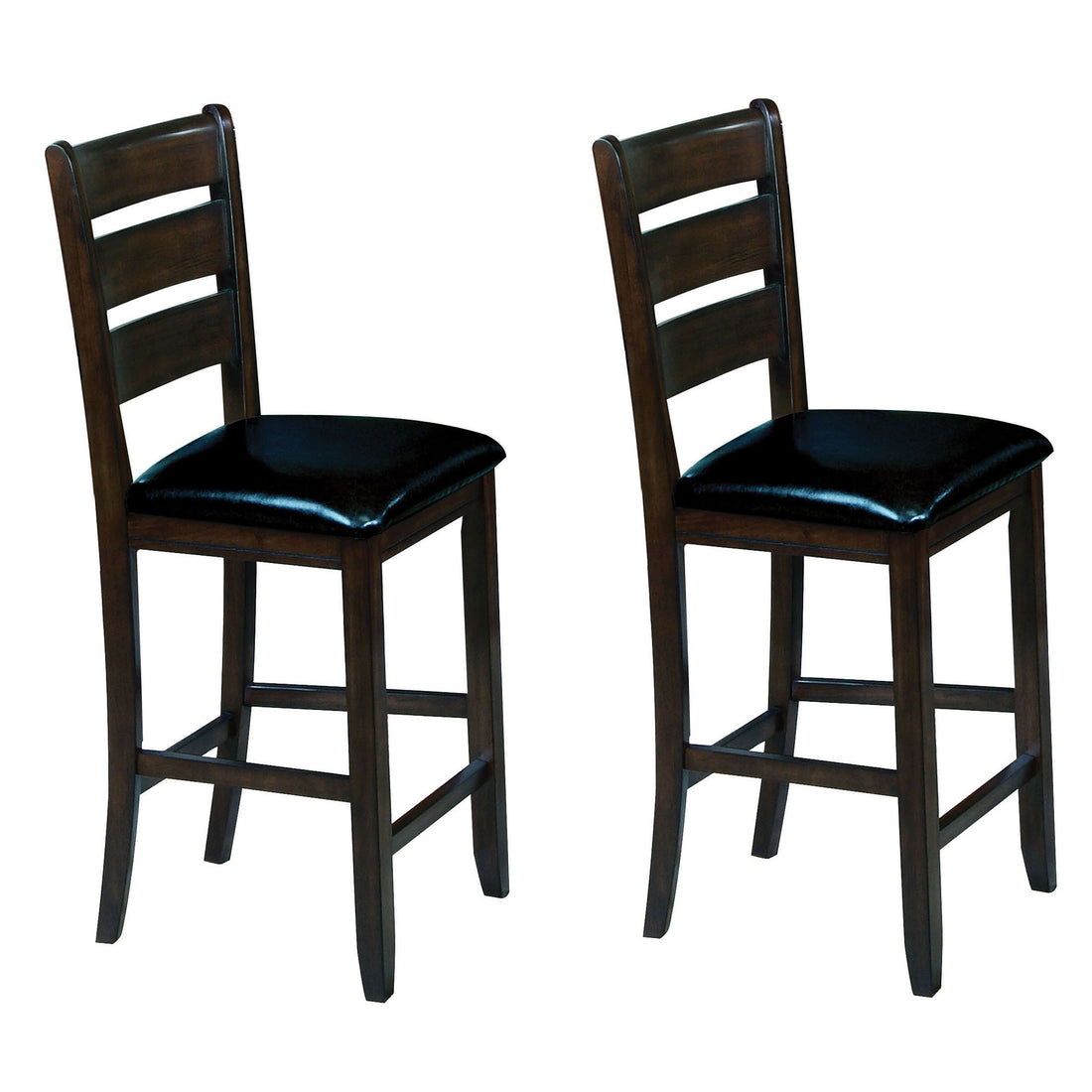 Black And Espresso Counter Height Chairs Set Of 2 Solid Black Brown Primary Living Space Foam Farmhouse Rubberwood Ladder Back Set Of 2 Foam Wood Fabric