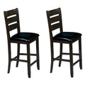 Black And Espresso Counter Height Chairs Set Of 2 Solid Black Brown Primary Living Space Foam Farmhouse Rubberwood Ladder Back Set Of 2 Foam Wood Fabric