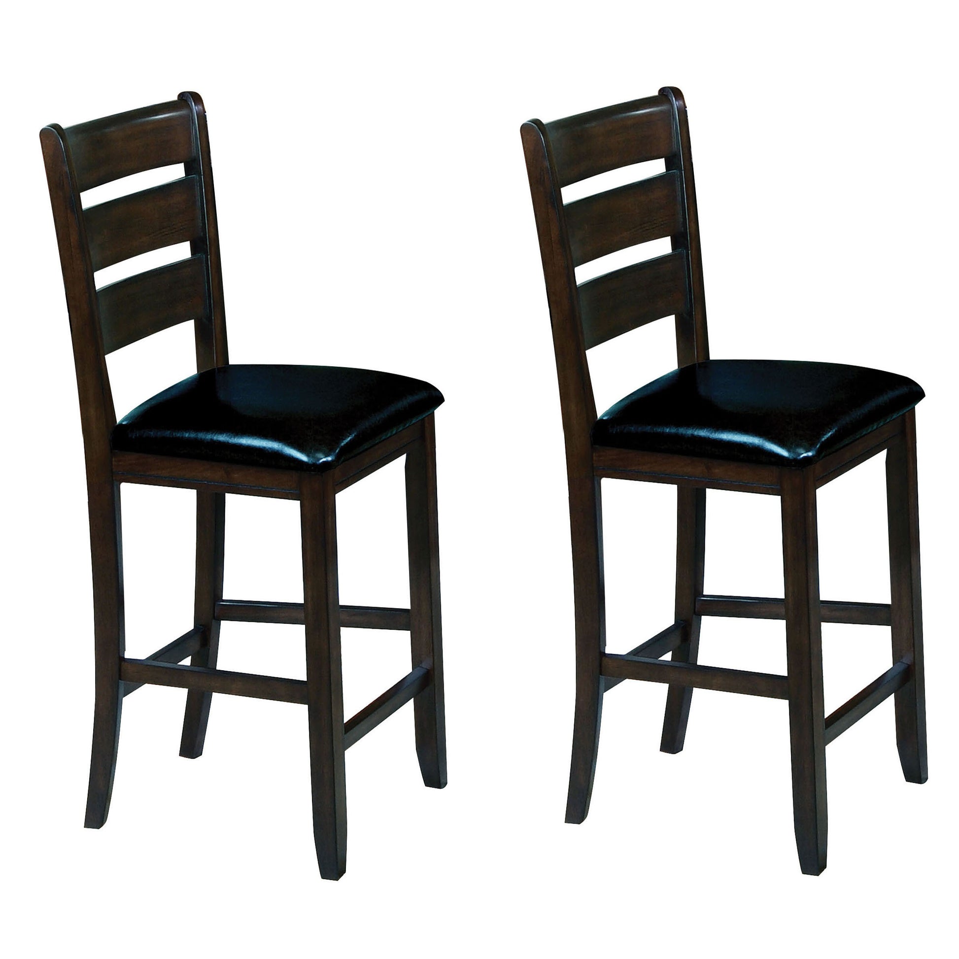 Black And Espresso Counter Height Chairs Set Of 2 Solid Black Brown Primary Living Space Foam Farmhouse Rubberwood Ladder Back Set Of 2 Foam Wood Fabric