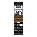 Classic Bar Cabinet, Two Drawers, Twelve Built In Wine Rack Black Walnut Multicolor Particle Board Particle Board