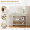 Retro Console Table With Drawer And Two Sturdy Shelves For Entryway, Living Room Gray Wash Gray Wash Mdf,Rubber Wood