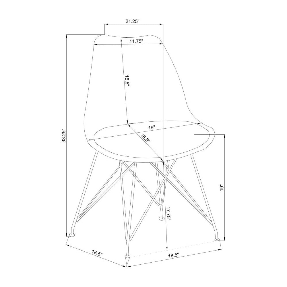 Set Of 2 Polypropylene Side Chairs, Grey Grey Rectangular Set Of 2 Metal,Polypropylene