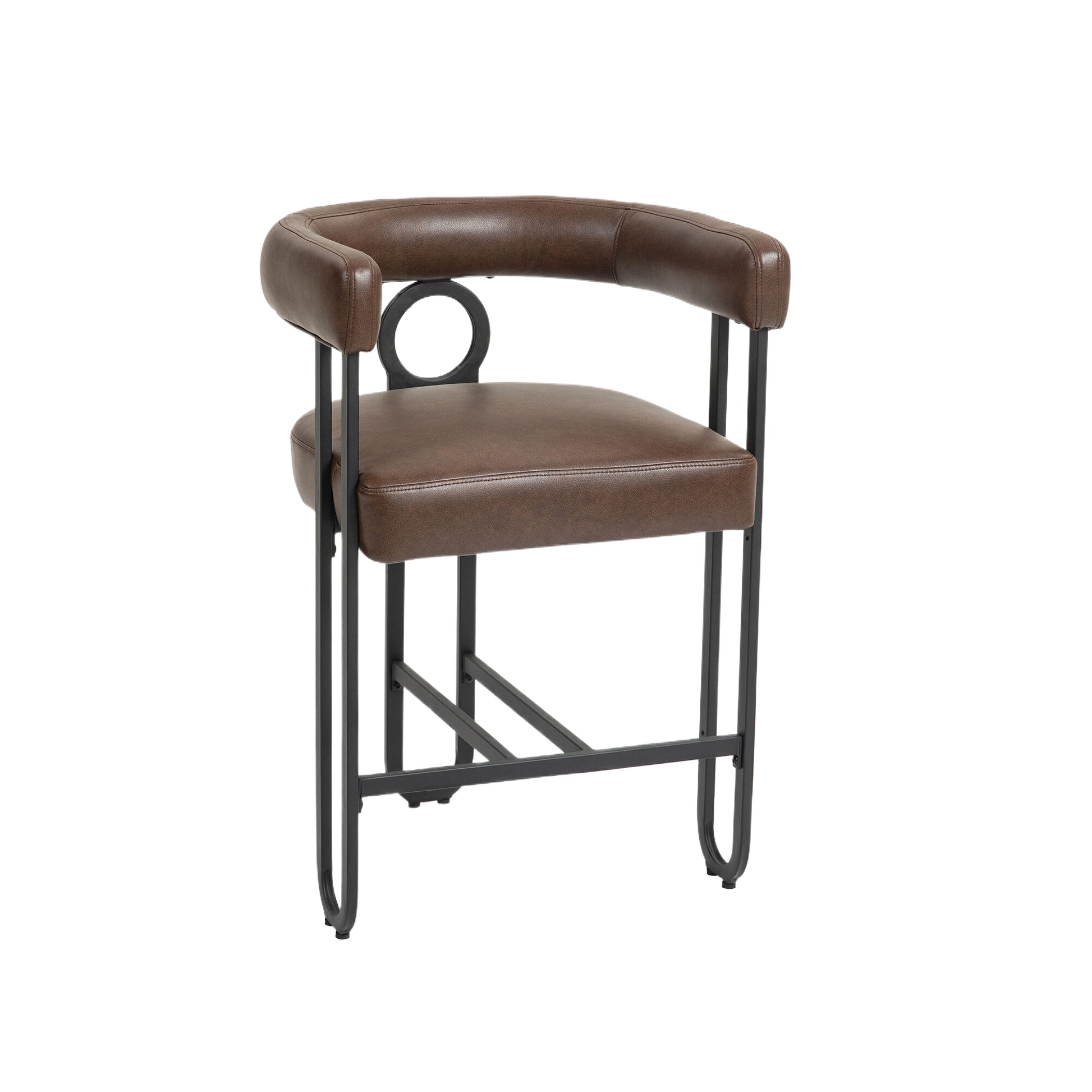 Coolmore Bar Stools Set Of 2, Modern Bar Stool With Back, Black Metal Frames, Upholstered Bar Stools For Kitchen Island, Pub, Club Dark Brown Pu Dark Brown Dining Room Foam Pu Leather
