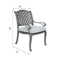 Indoor Outdoor Aluminum Dining Chair With Cushion, Golden Gauze Grey Gold Aluminium