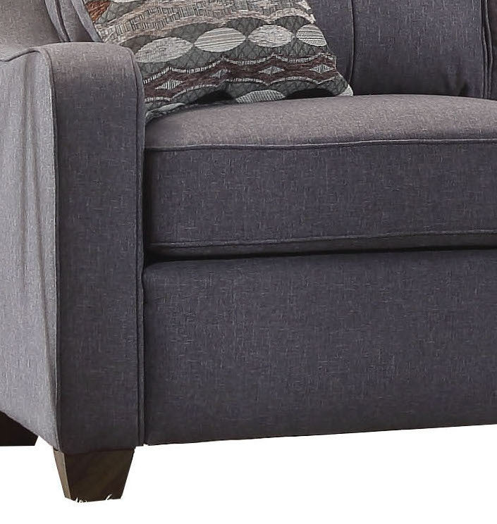 Grey Sloped Arms Loveseat With 2 Accent Pillows Grey Linen Wood Primary Living Space Loose Back Modern Linen