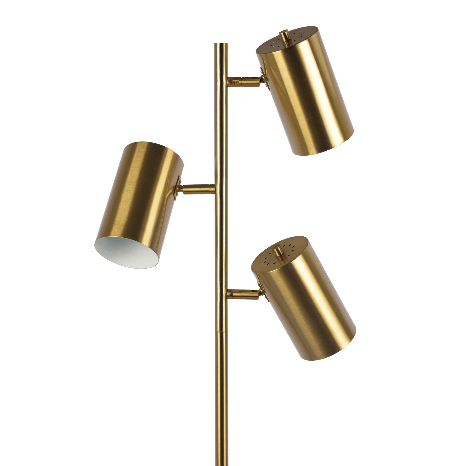 Harmony Brassed Gold Floor Lamp With Rotary Switch Triple Spots Metal Block Base Gold Table&Floor Lamps Brass