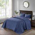 Reversible Bedspread Set Navy King Navy Cotton