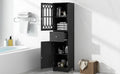 Tall Bathroom Cabinet, Freestanding Storage Cabinet With Drawer And Doors, Mdf Board, Acrylic Door, Adjustable Shelf, Black Black Mdf