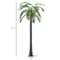 Outsunny 7' Artificial Lighted Palm Tree With 5 Coconuts, 280 Led Light, Color Changing Light Up Tropical Palm Tree With Remote For Indoor, Outdoor, Pool, Party D Cor Green Plastic