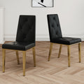 Modern Simple Light Luxury Dining Chair Black Chair Family Bedroom Chair Pu Fabric Dining Chair Gold Plated Legs Set Of 2 Metal Black Gold Pu