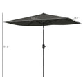 Outsunny 6.5' X 10' Rectangular Market Umbrella, Patio Outdoor Table Umbrella With Crank And Push Button Tilt, Dark Gray Gray Steel