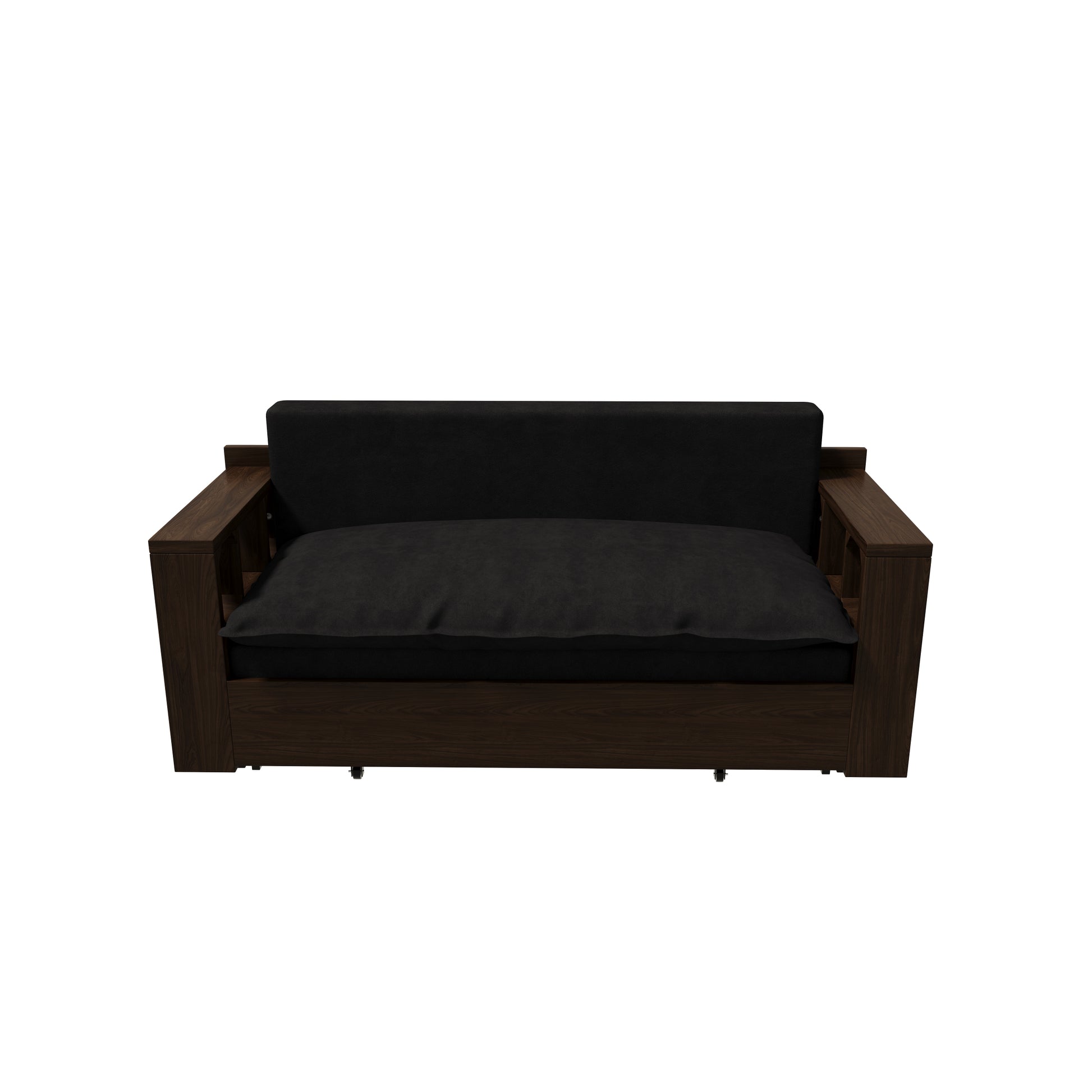 3 In 1 Convertible Sleeper Sofa Bed,Modern Velvet Loveseat Couch With Pull Out Bed,Small Beautiful Seat Futon Sofa Bed With Convertible Office Desk,Black Black Metal & Wood 2 Seat