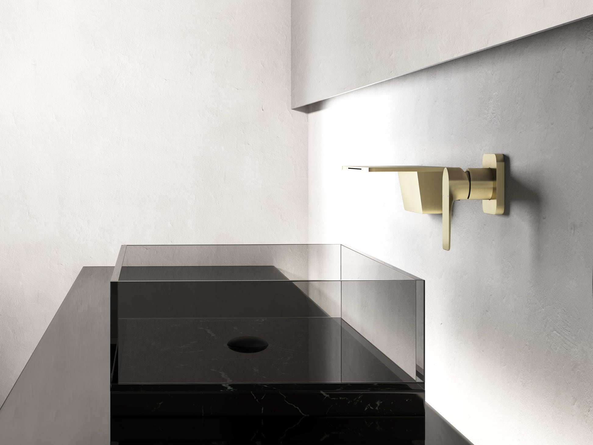 Waterfall Bathroom Sink Faucet Brushed Gold Brass