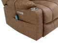 Omarion Power Recliner W Lift, Heating & Massage, Brown Leather Aire Lv02997 Brown Upholstered