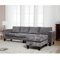 Arrived 5 Seat Modular Sofa,With Storage Ottoman, Convertible Sectional Sofa, L Shaped Couchreversible Chaise ,Riveted Sofa,Chenille, Gray Gray Polyester Wood Primary Living Space Medium Soft Cushion Back Modern Square Arms Foam Metal & Wood 5 Seat