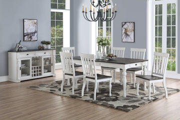 Joanna 7 Piece Dining Set Two Tone White Wood