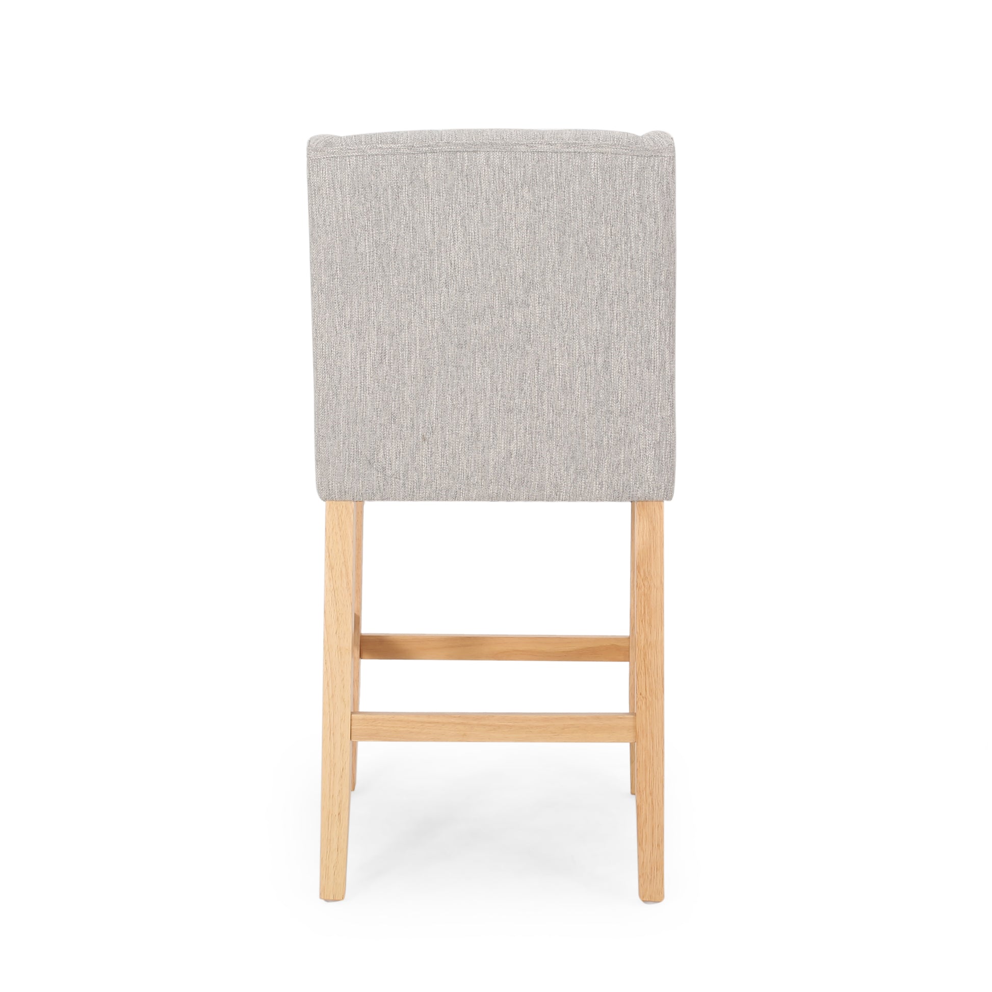 Vienna Contemporary Fabric Tufted Wingback 27 Inch Counter Stools, Set Of 2, Light Gray, Natural Light Grey Natural Fabric