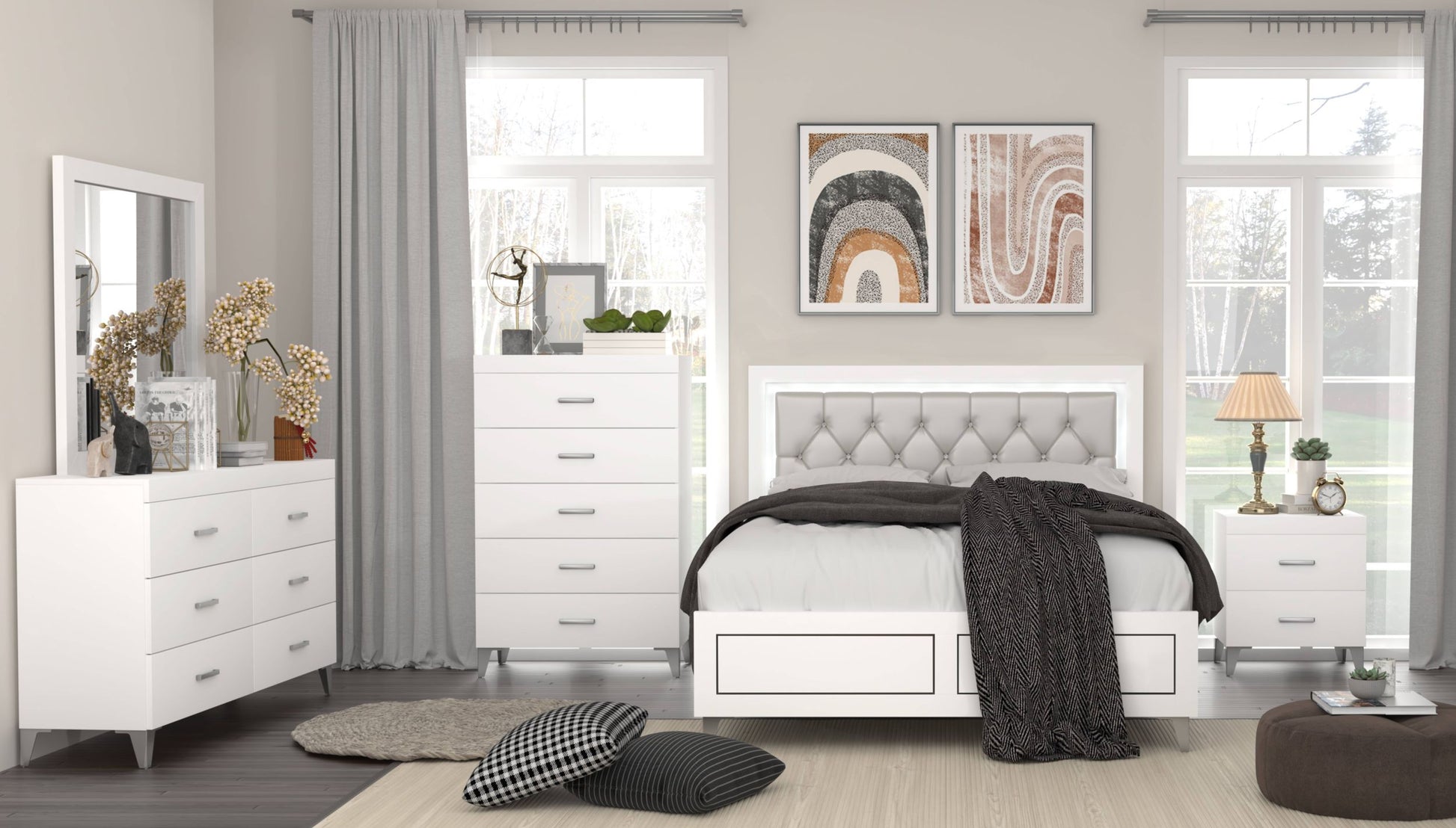 White 5 Drawer Chest With Metal Legs White Bedroom Wood Metal