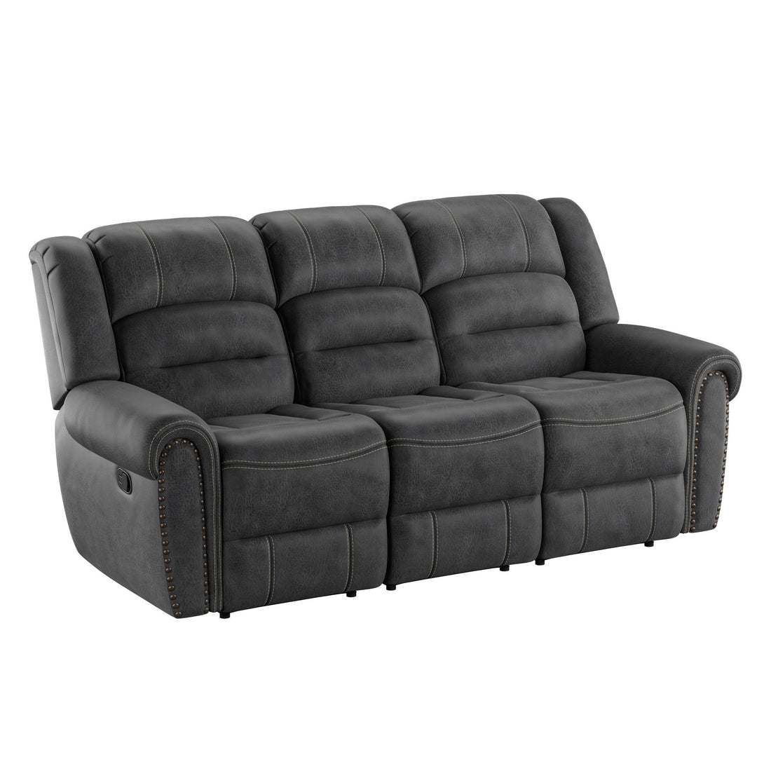 Ferrar Gray Reclining Sofa Gray Foam Solid Wood 3 Seat