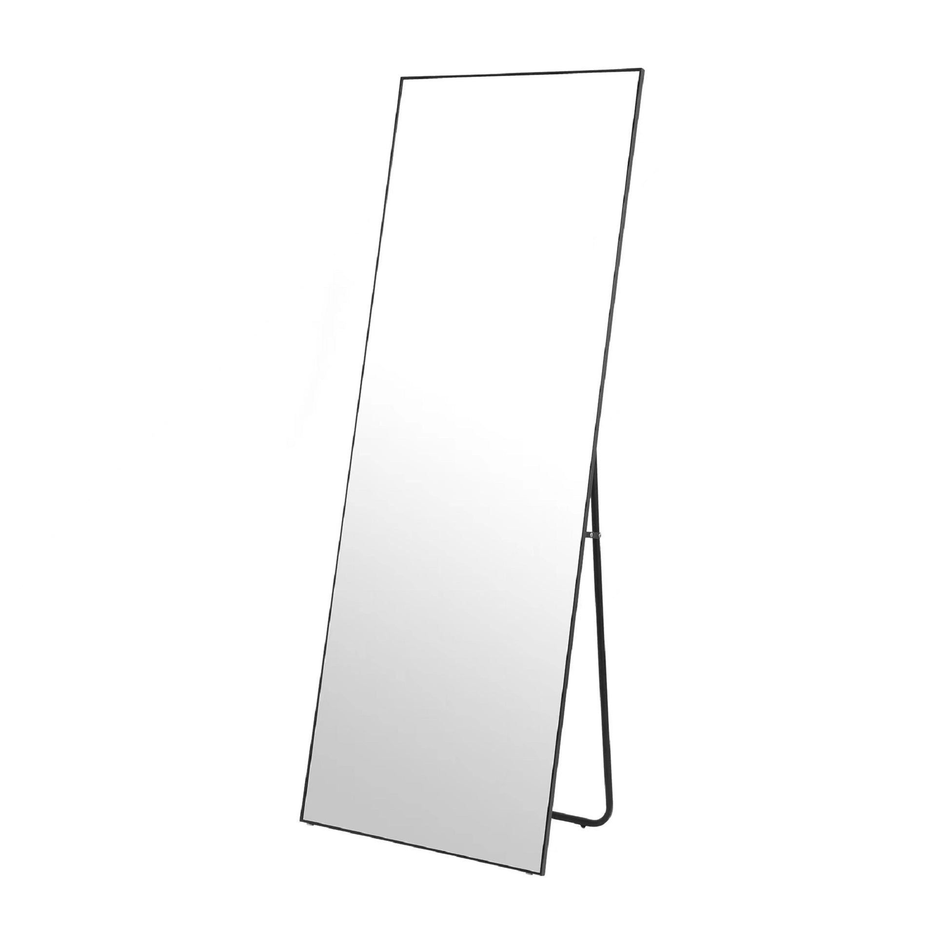 65*24 Inch Floor Mirror Full Length Mirror Ultra Thin Aluminum Alloy Frame Modern Style Standing Hanging Mirror Wall Mounted Mirror Black Modern Glass Metal