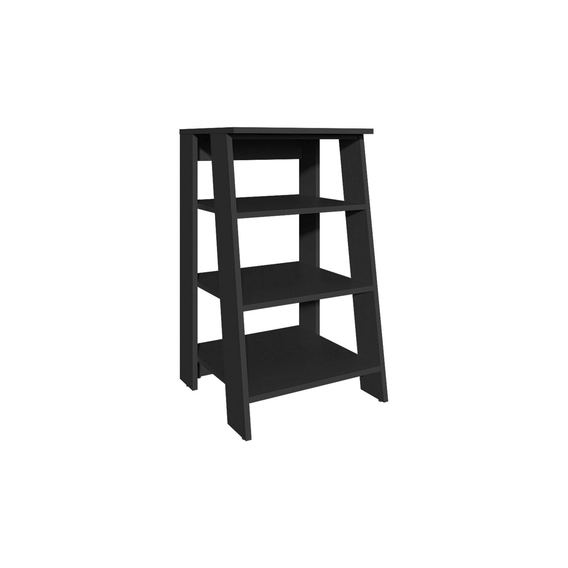 Bathbi 30" High 4 Tier Ladder Shelf Organizer For Bathroom, Side Table, Living Room In Black Black Particle Board