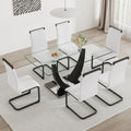 Table And Chair Set.Large Rectangular Glass Dining Table, 0.39 