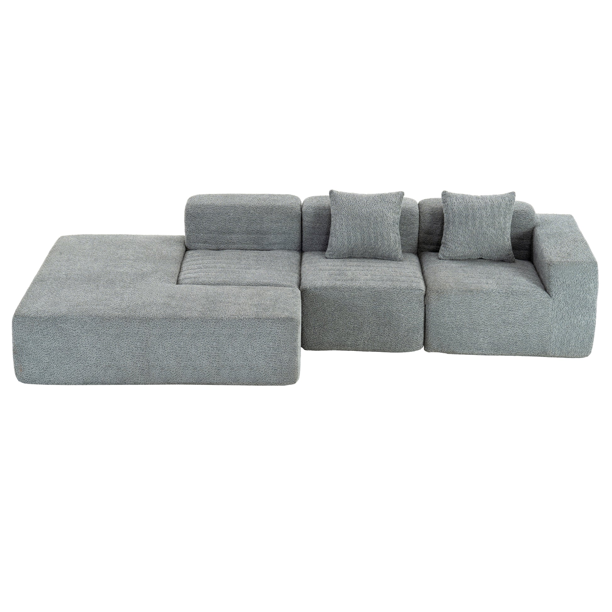 116.5" Sectional Sofa Full Compressed Sofa Couch Free Combined Sofa For Living Room, Grey Grey Foam Polyester 4 Seat