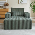 62.5 Inch Corduroy Sponge Sofa Lounge Chair With Removable Footrest,No Assembly Required,Fluffy Modern Sleeper Chair For Indoor Living Room Bedroom Army Green Foam Corduroy 1 Seat