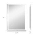 Homcom Dimmable Bathroom Mirror With Led Lights, 3 Colors & Memory Function Silver Tempered Glass