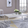 Light Oak And Chrome Coffee Table With Open Base Natural Primary Living Space Rectangular Wood Metal Sled