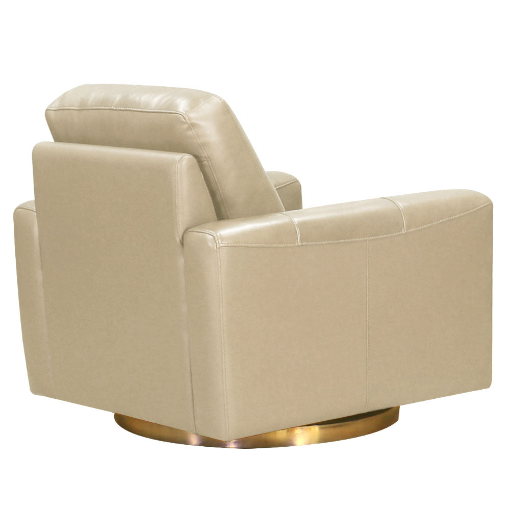 Hayward Swivel Leather Chair Ivory White Memory Foam Genuine Leather