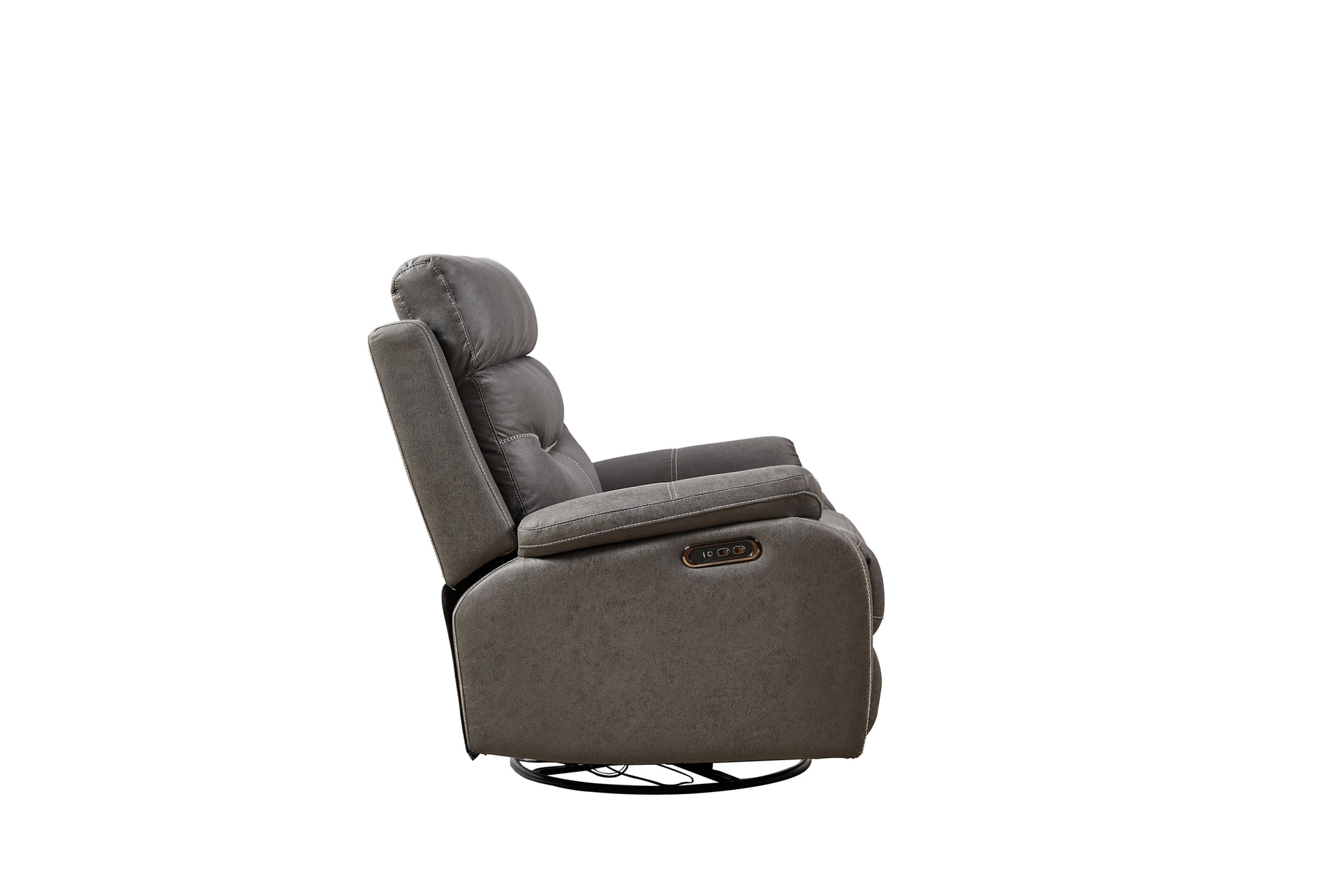 Liyasi Dual Okin Motor Rocking And 240 Degree Swivel Single Sofa Seat Recliner Chair Infinite Position ,Head Rest With Power Function Gray Polyester Metal Power Remote Primary Living Space Soft Cushion Back American Design Beech Pillow Top Arms Foam