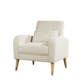 Mid Century Modern Accent Chair, Upholstered Armchair Living Room Chair, Comfy Single Sofa Chair With Metal Legs, Polyester Fabric Chair For Living Room Bedroom White Sherpa