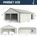 25 X 33 Ft Double Garage Metal Shed With Side Entry Door White Garden & Outdoor Metal